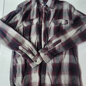 Faded Glory Red and Gray Plaid Shirt